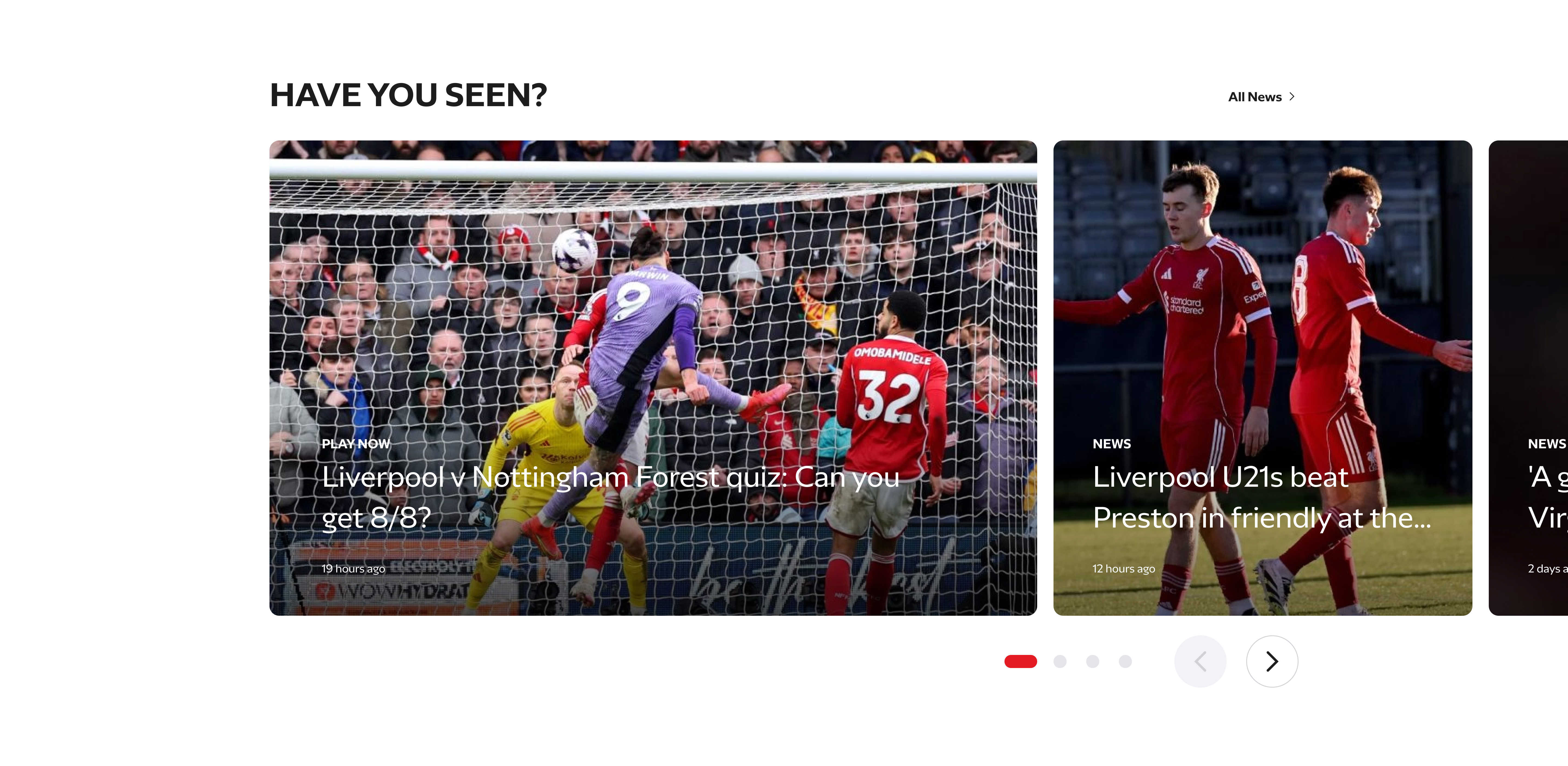 Liverpool FC 리뉴얼 Have You Seen? 섹션 최종 디자인