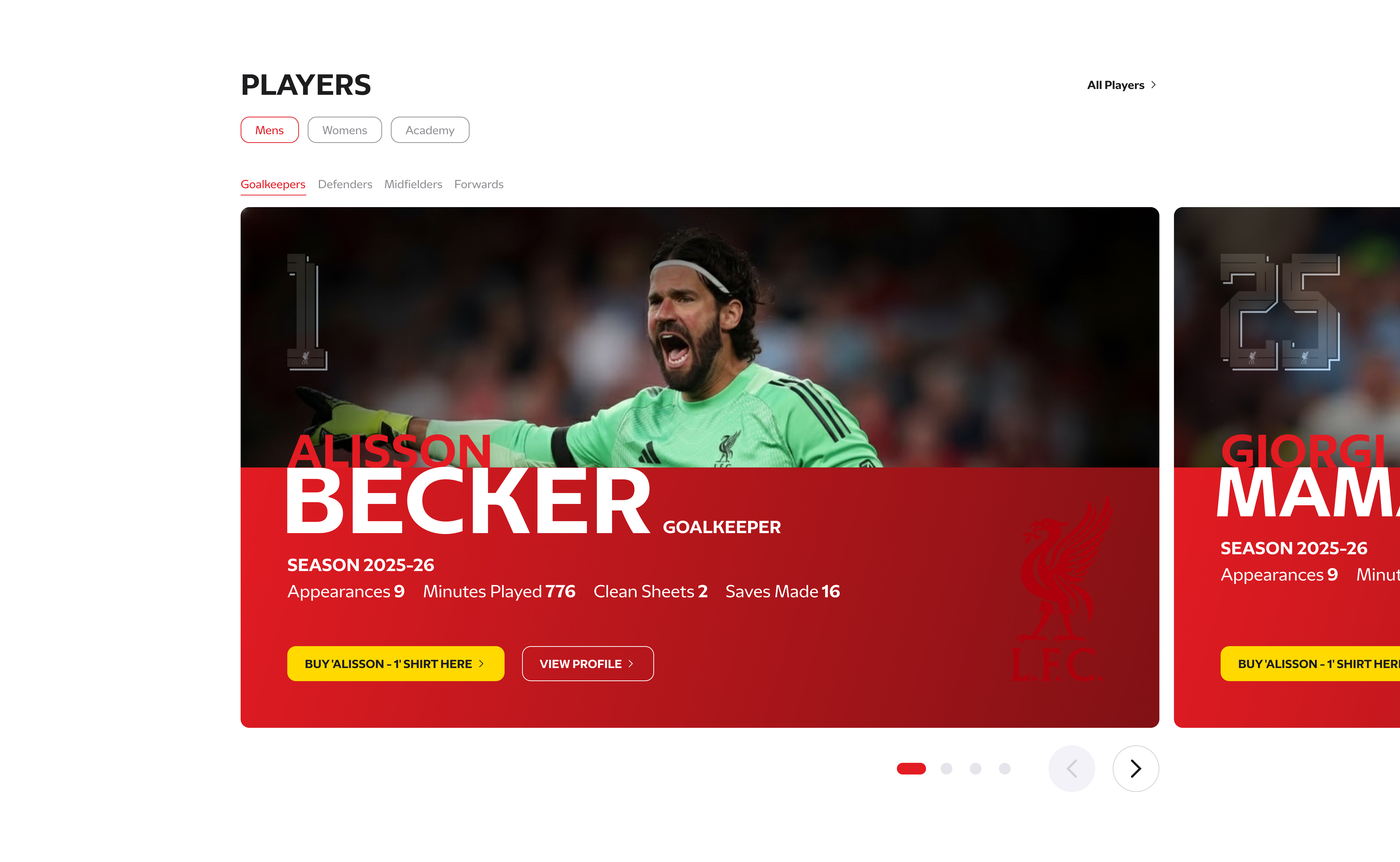 Liverpool FC 리뉴얼 Players 섹션 최종 디자인